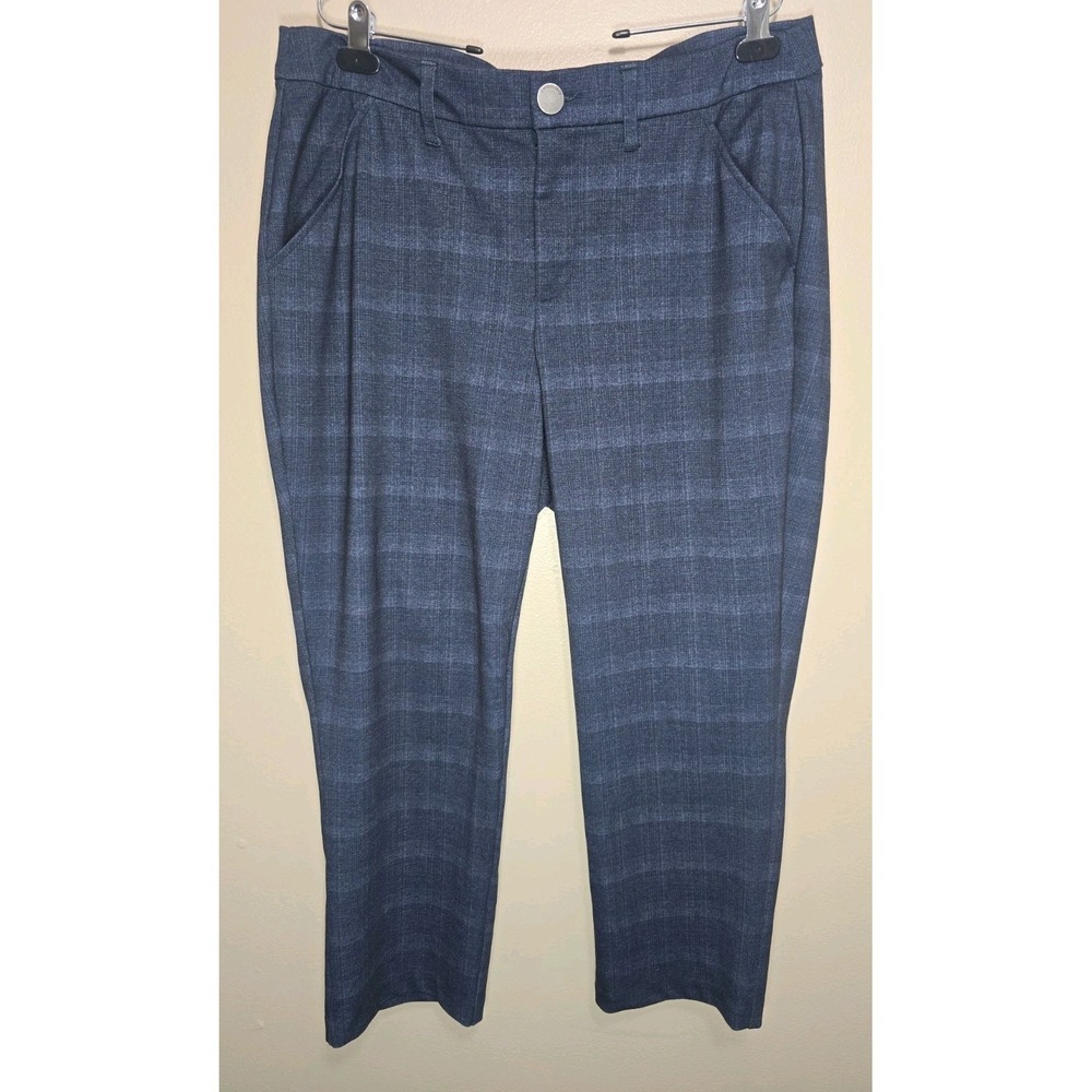 Democracy Blue Plaid Ponte Pants Womens Size  18W High Rise Trouser